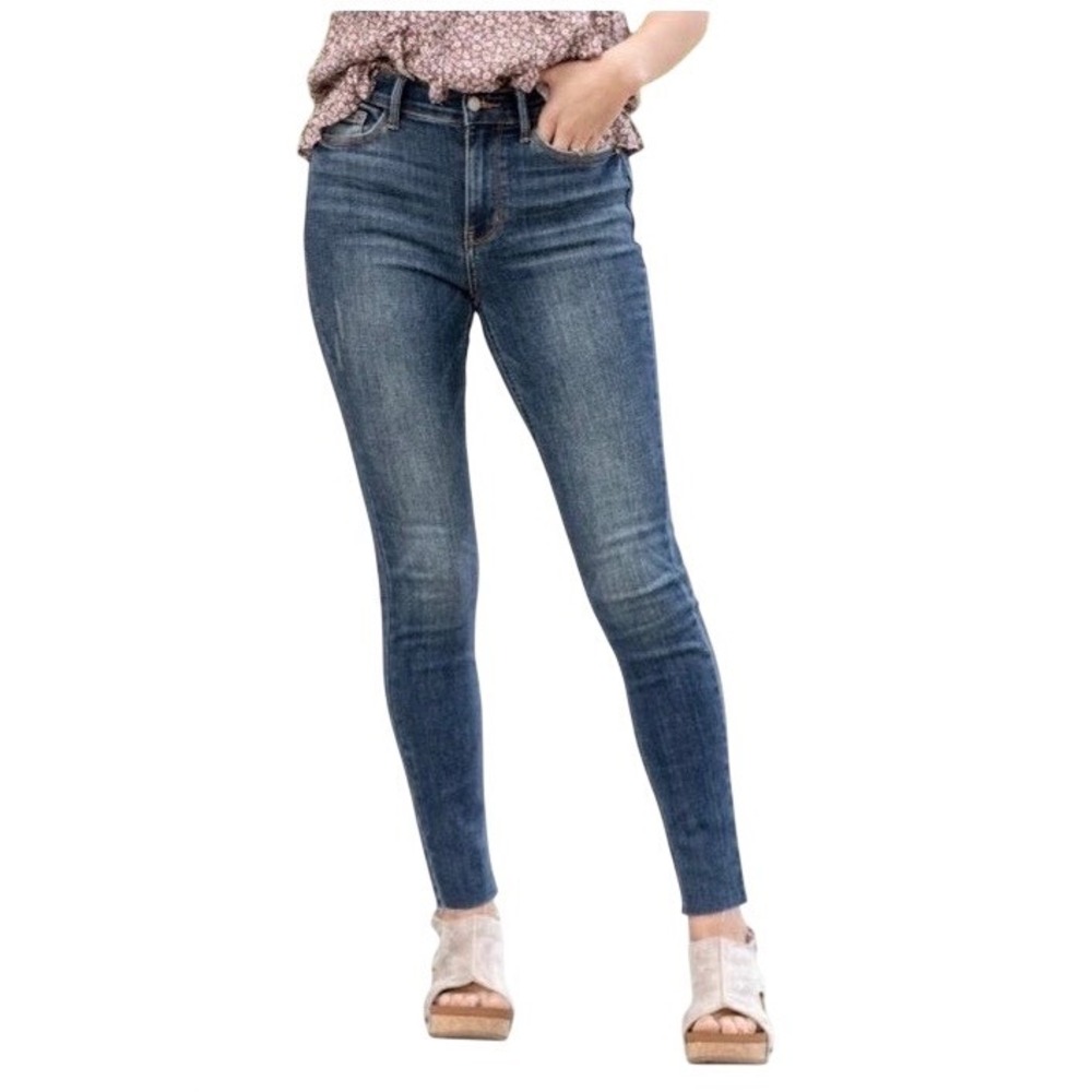 NEW Judy Blue Skinny Jeans Size 24W Dark Wash NEW Mid Rise Raw Hem JB82527DK